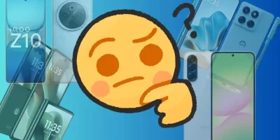 Emoji sorprendido con fondo de los top 5 celulares lanzados en abril 2025