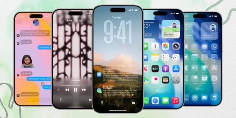 Cinco IPhone mostrado IOS 26