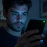 Mano sosteniendo un móvil con el indicador de cámara activa, cómo saber si espían tu móvil
