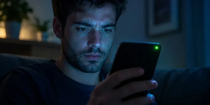 Mano sosteniendo un móvil con el indicador de cámara activa, cómo saber si espían tu móvil