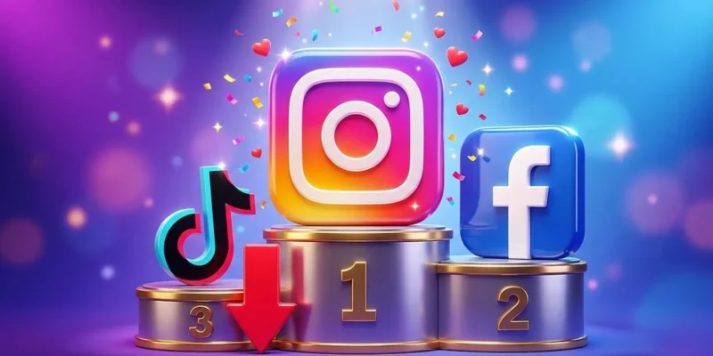Logo de Instagram en lo más alto del podio de redes sociales en España, por delante de Facebook y TikTok